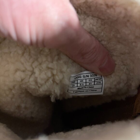 UGG Hartley Boots Womens Size 10 Leather Shearling Sheepskin Lined Wedge Heel - Picture 8 of 10